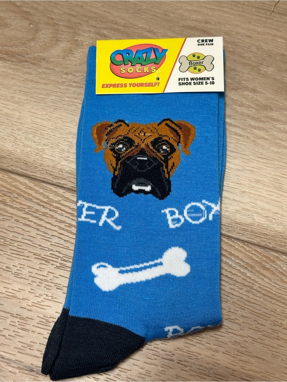 🐾 Crazy Socks Women's Boxer Dog Breed Novelty Crew Socks